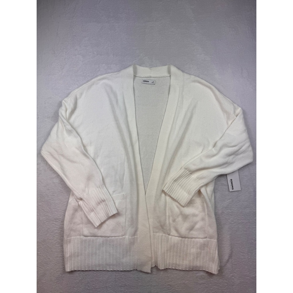 Sonoma Goods For Life Womens White Open Front Cardigan Sweater XL New With Tags